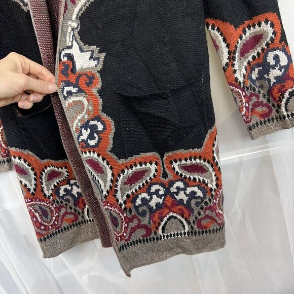 Max sport tapestry print hooded cardigan sweater wool blend boho lagenlook SM - Picture 6 of 11